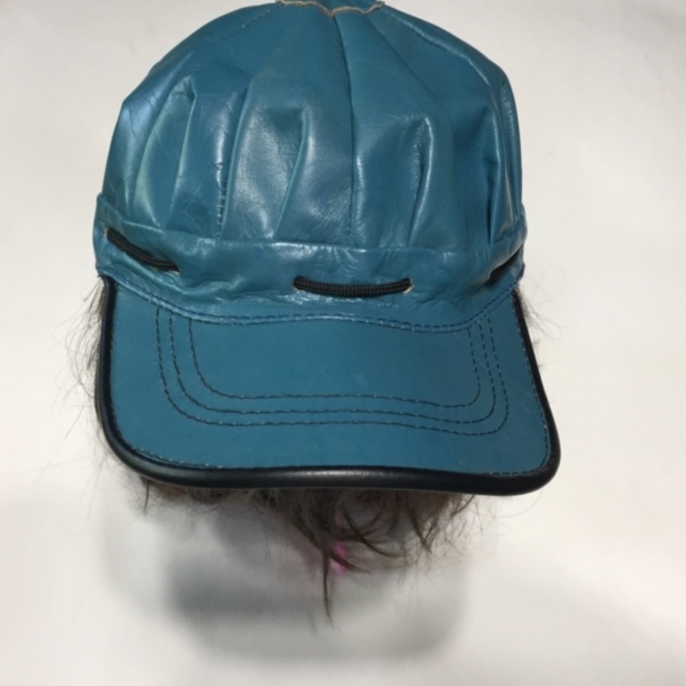 New Full Leather Cap Hat Turquoise Size XL - Picture 4 of 7